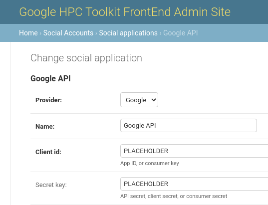 Social login set-up